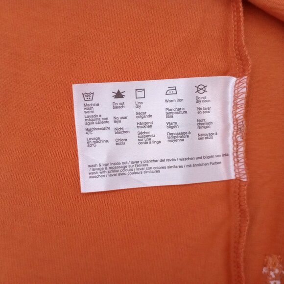 Esprit Women's T-shirt Cotton Burnt Orange 3/4 Sleeve Ruffles Crochet Size XS - Picture 3 of 5